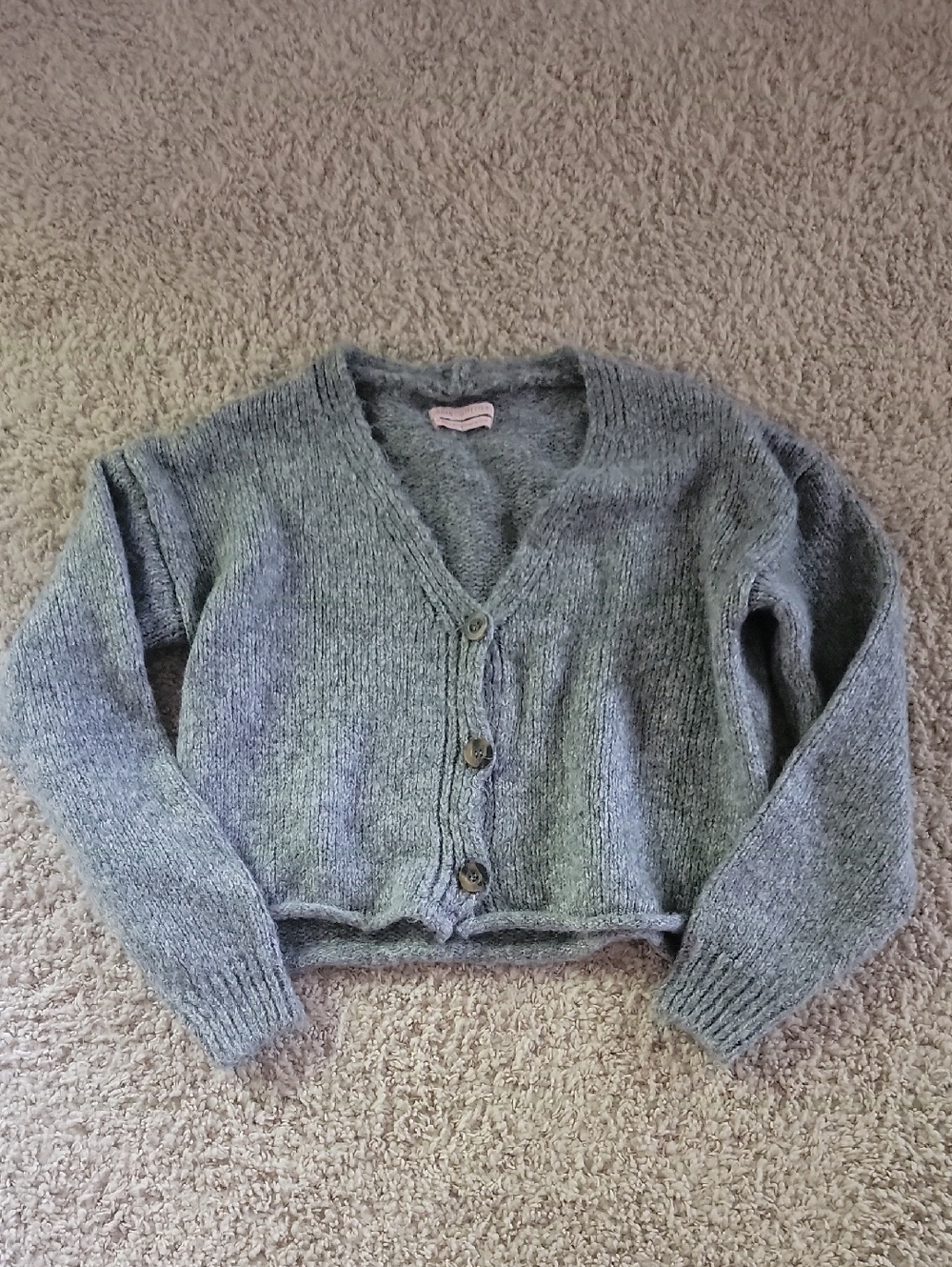 Urban Outfitters Heather Gray V-Neck Button Cropped Cardigan